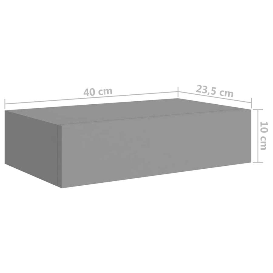 Wandschap Met Lade 40X23,5X0 Cm Mdf 1 40 x 23.5 x 10 cm Grijs