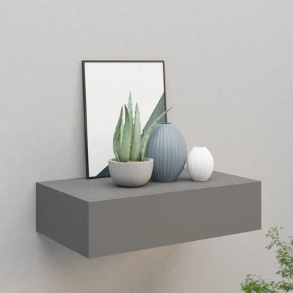 Wandschap Met Lade 40X23,5X0 Cm Mdf 1 40 x 23.5 x 10 cm Grijs