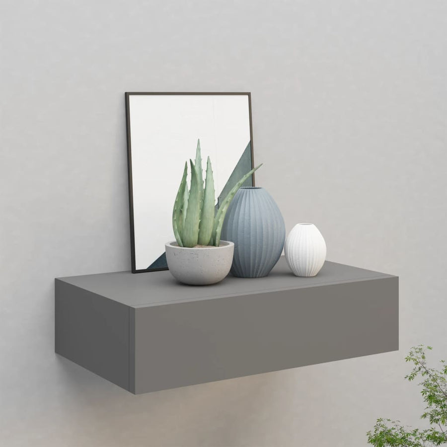 Wandschap Met Lade 40X23,5X0 Cm Mdf 1 40 x 23.5 x 10 cm Grijs