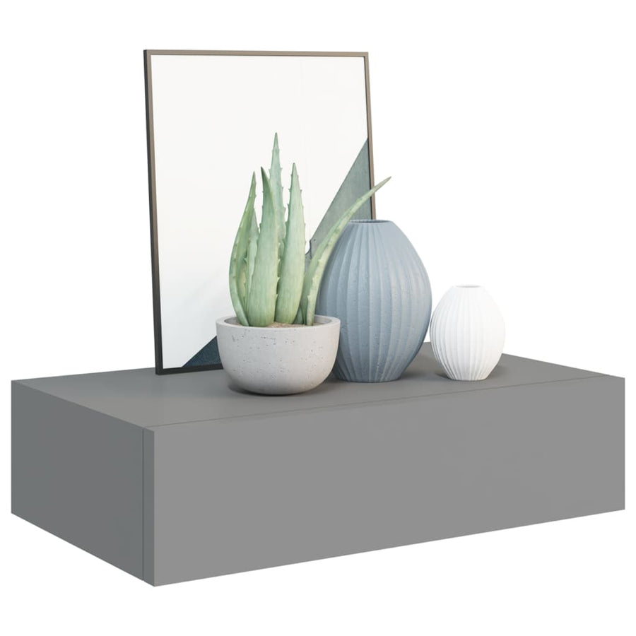 Wandschappen Met Lade 40X3,5X10 Cm Mdf 2 40 x 23.5 x 10 cm Grijs