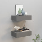 Wall shelves 2 pcs with drawer 40x23.5x10 cm MDF grey