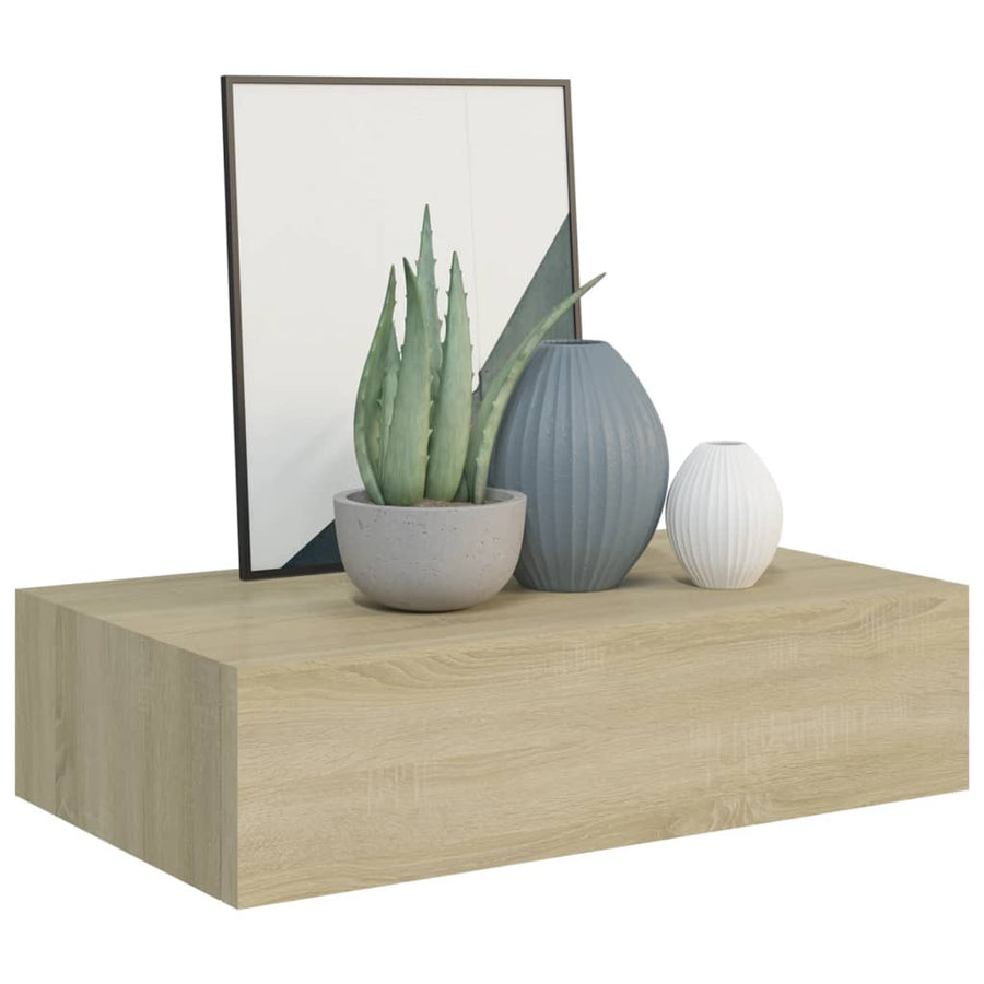 Wandschap Met Lade 40X23,5X0 Cm Mdf Kleurig 1 40 x 23.5 x 10 cm Eiken