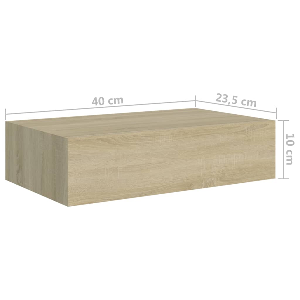 Wandschap Met Lade 40X23,5X0 Cm Mdf Kleurig 1 40 x 23.5 x 10 cm Eiken