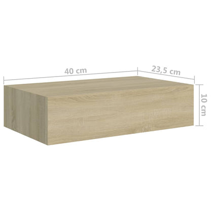 Wandschap Met Lade 40X23,5X0 Cm Mdf Kleurig 1 40 x 23.5 x 10 cm Eiken