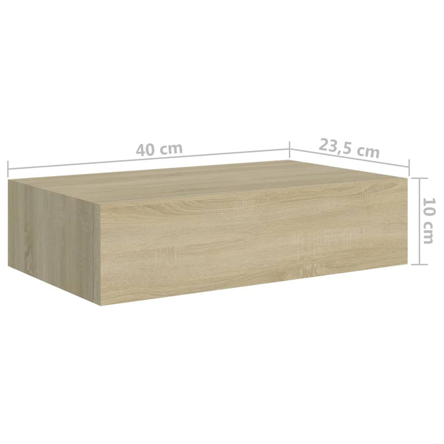 Wandschap Met Lade 40X23,5X0 Cm Mdf Kleurig 1 40 x 23.5 x 10 cm Eiken