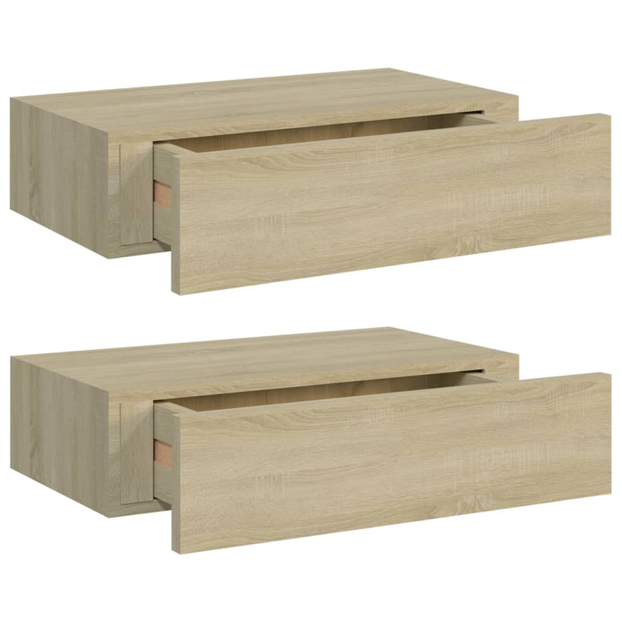 Wandschappen Met Lade 40X3,5X10 Cm Mdf Kleurig 2 40 x 23.5 x 10 cm Eiken