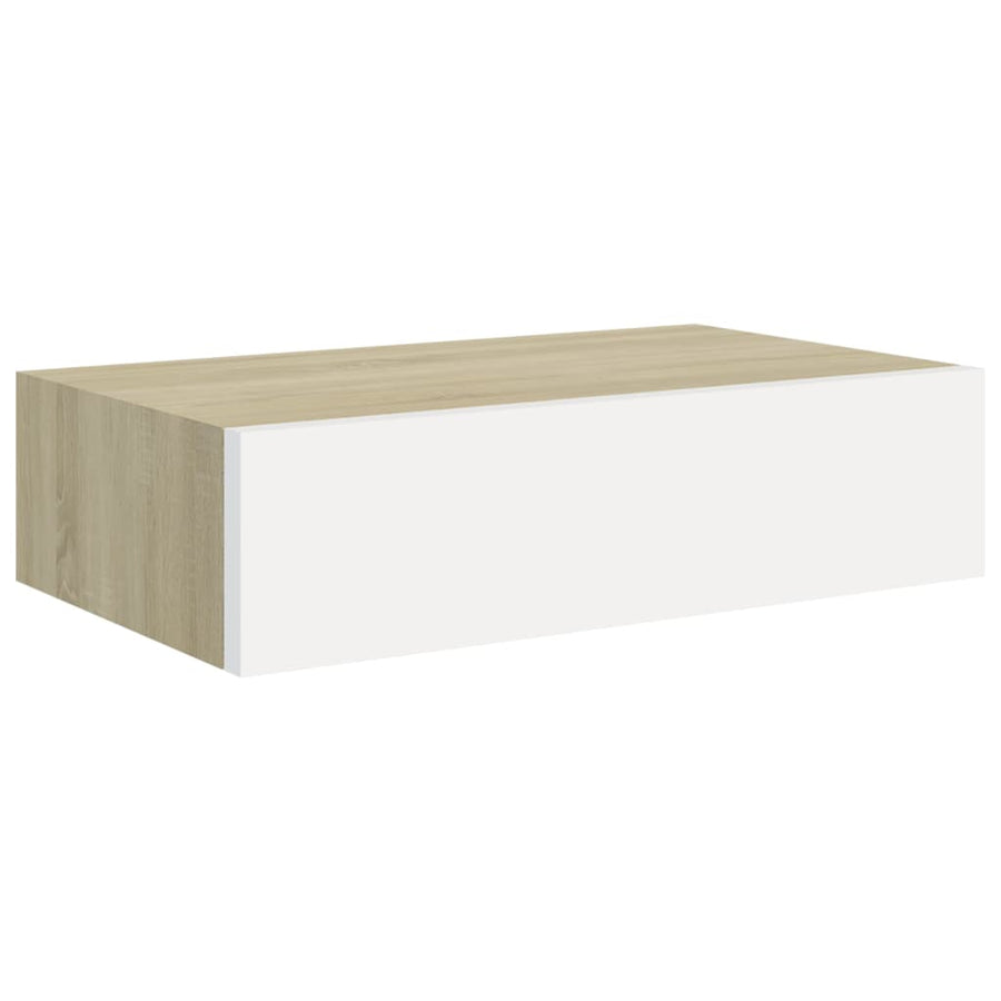 Wandschap Met Lade 40X23,5X0 Cm Mdf Kleurig En 1 40 x 23.5 x 10 cm Eiken en wit