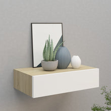 Wandschap Met Lade 40X23,5X0 Cm Mdf Kleurig En 1 40 x 23.5 x 10 cm Eiken en wit