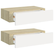 Wandschappen Met Lade 40X3,5X10 Cm Mdf Kleur En 2 40 x 23.5 x 10 cm Eiken en wit