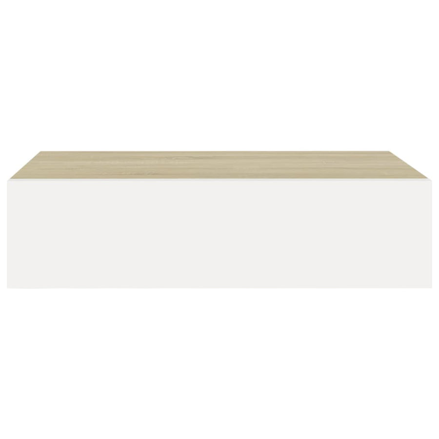 Wandschappen Met Lade 40X3,5X10 Cm Mdf Kleur En 2 40 x 23.5 x 10 cm Eiken en wit