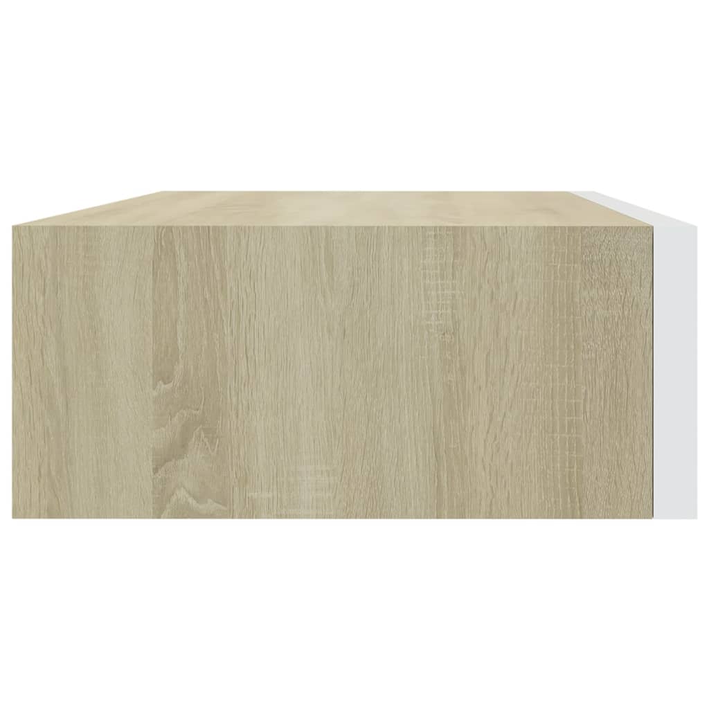 Wandschappen Met Lade 40X3,5X10 Cm Mdf Kleur En 2 40 x 23.5 x 10 cm Eiken en wit