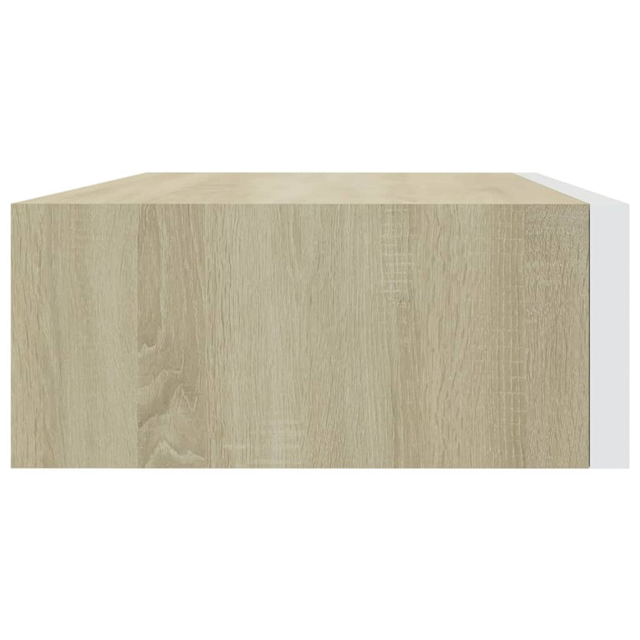 Wandschappen Met Lade 40X3,5X10 Cm Mdf Kleur En 2 40 x 23.5 x 10 cm Eiken en wit