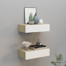 Wandschappen Met Lade 40X3,5X10 Cm Mdf Kleur En 2 40 x 23.5 x 10 cm Eiken en wit