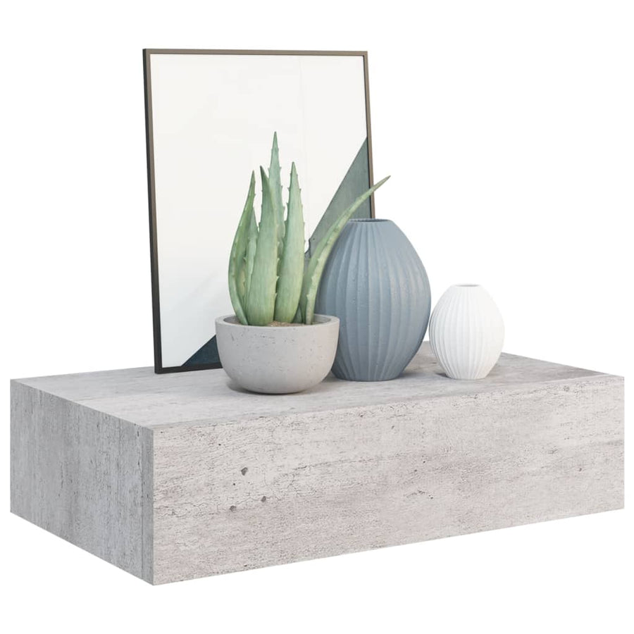 Wandschap Met Lade 40X23,5X0 Cm Mdf 1 40 x 23.5 x 10 cm Betongrijs