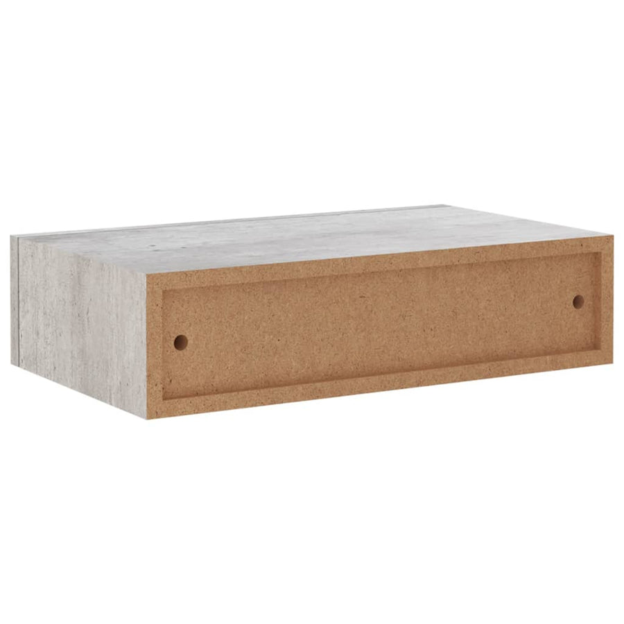 Wandschap Met Lade 40X23,5X0 Cm Mdf 1 40 x 23.5 x 10 cm Betongrijs