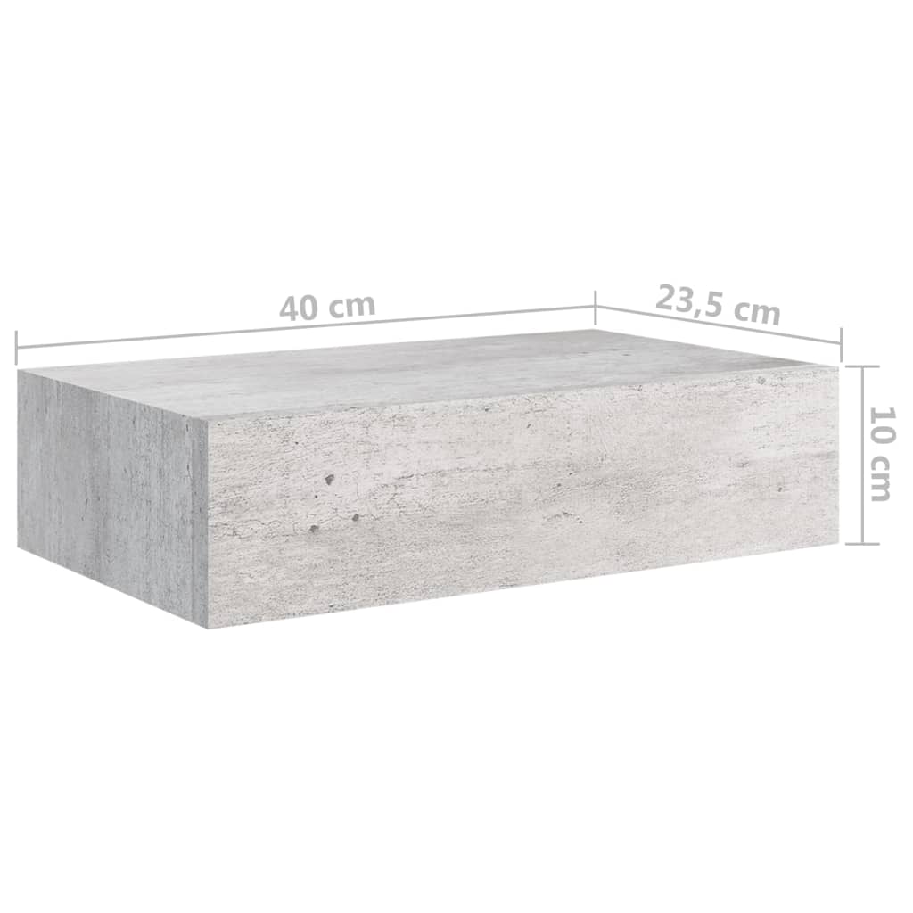 Wandschap Met Lade 40X23,5X0 Cm Mdf 1 40 x 23.5 x 10 cm Betongrijs