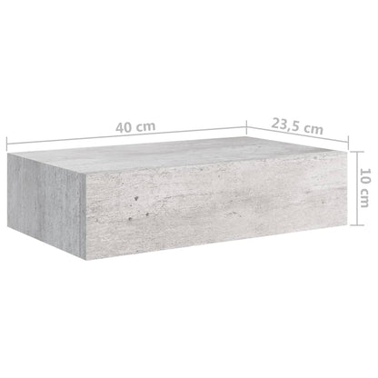 Wandschap Met Lade 40X23,5X0 Cm Mdf 1 40 x 23.5 x 10 cm Betongrijs