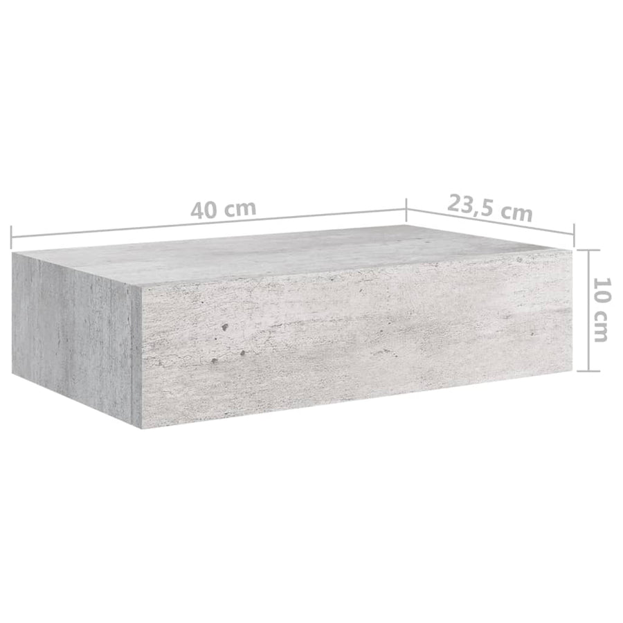 Wandschap Met Lade 40X23,5X0 Cm Mdf 1 40 x 23.5 x 10 cm Betongrijs