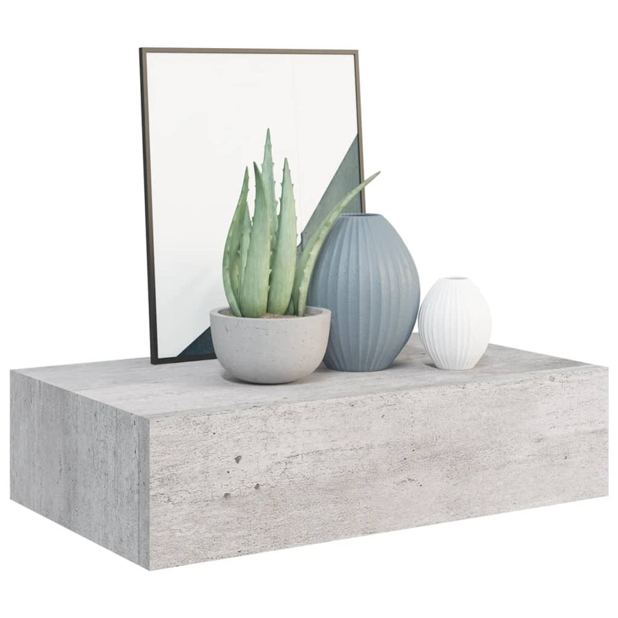 Wandschappen Met Lade 40X3,5X10 Cm Mdf 2 40 x 23.5 x 10 cm Betongrijs