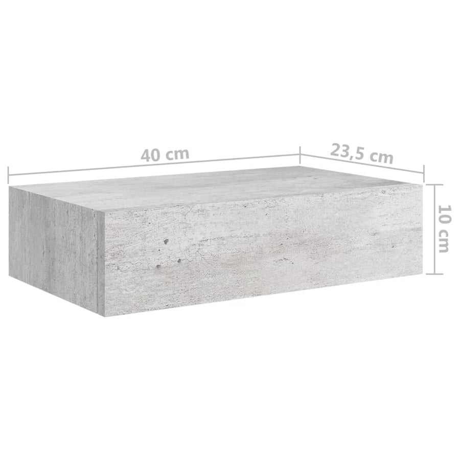 Wandschappen Met Lade 40X3,5X10 Cm Mdf 2 40 x 23.5 x 10 cm Betongrijs