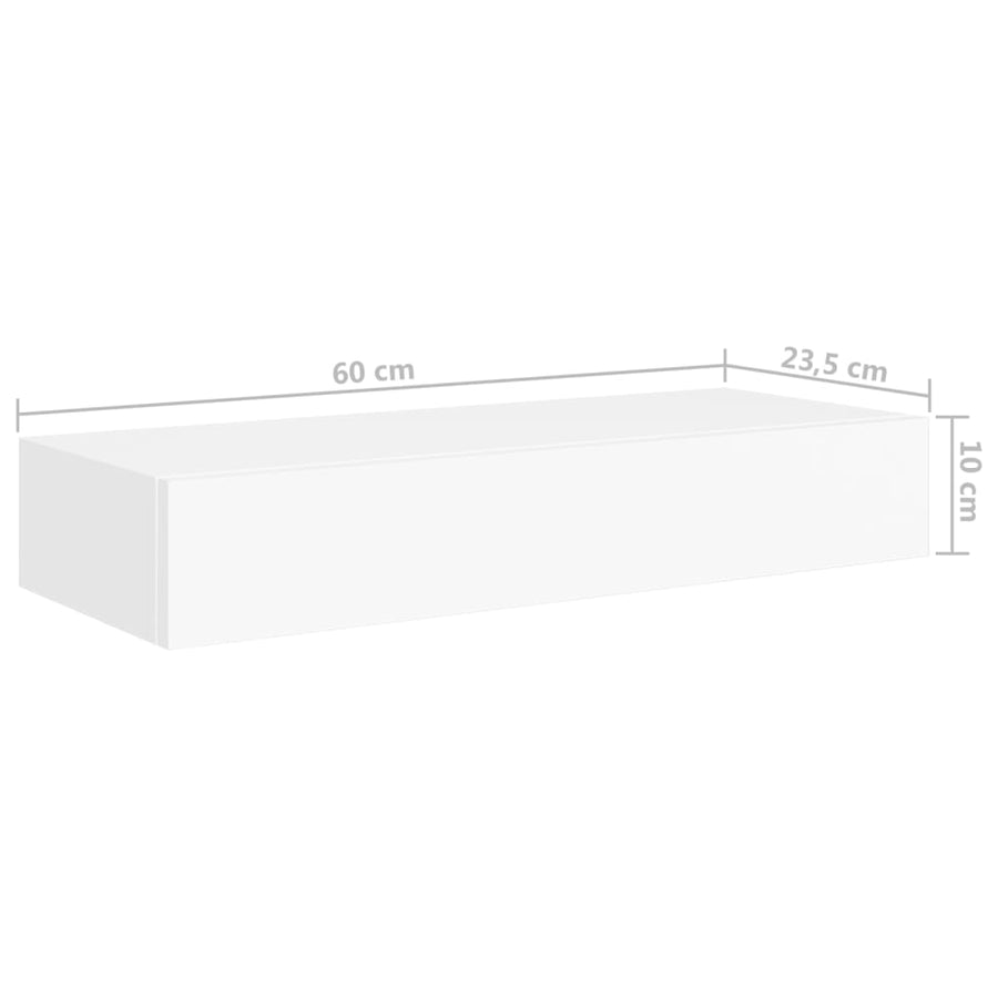 Wandschap Met Lade 60X23,5X0 Cm Mdf 1 60 x 23.5 x 10 cm Wit