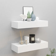 Wall shelves 2 pcs with drawer 60x23.5x10 cm MDF white