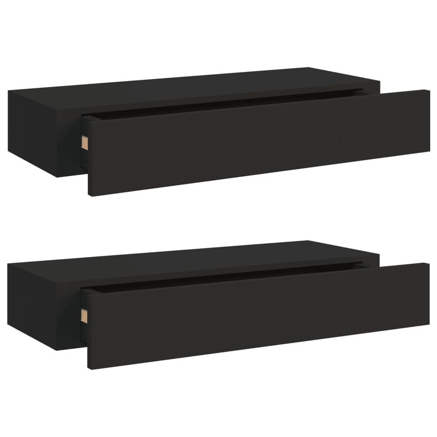 Wandschappen Met Lade 60X3,5X10 Cm Mdf 2 60 x 23.5 x 10 cm Zwart