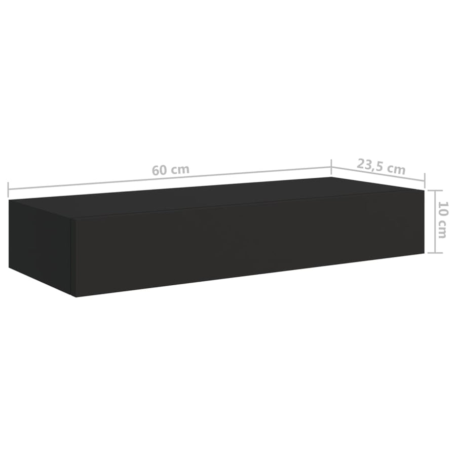 Wandschappen Met Lade 60X3,5X10 Cm Mdf 2 60 x 23.5 x 10 cm Zwart