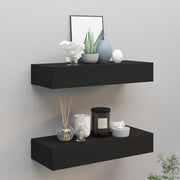 Wall shelves 2 pcs with drawer 60x23.5x10 cm MDF black