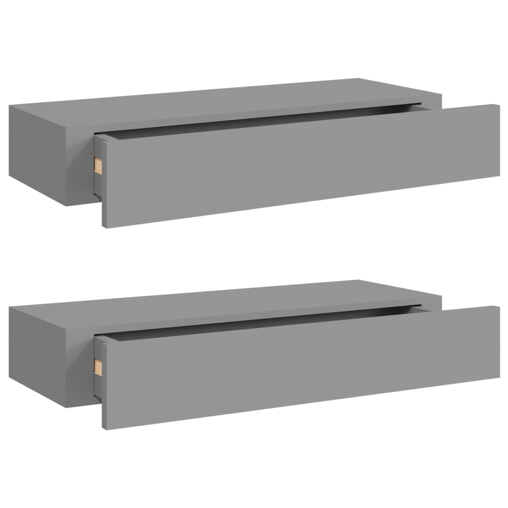 Viaxl Wandschappen Met Lade 60X3,5X10 Cm Mdf 2 60 x 23.5 x 10 cm Grijs