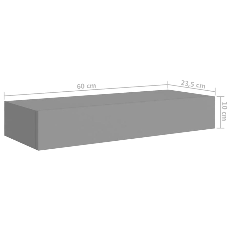 Viaxl Wandschappen Met Lade 60X3,5X10 Cm Mdf 2 60 x 23.5 x 10 cm Grijs