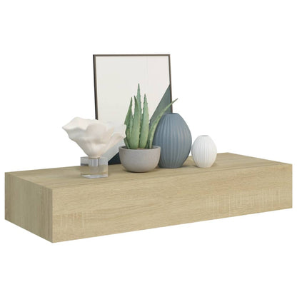 Viaxl Wandschap Met Lade 60X23,5X0 Cm Mdf Kleurig 1 60 x 23.5 x 10 cm Eiken