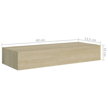 Viaxl Wandschap Met Lade 60X23,5X0 Cm Mdf Kleurig 1 60 x 23.5 x 10 cm Eiken