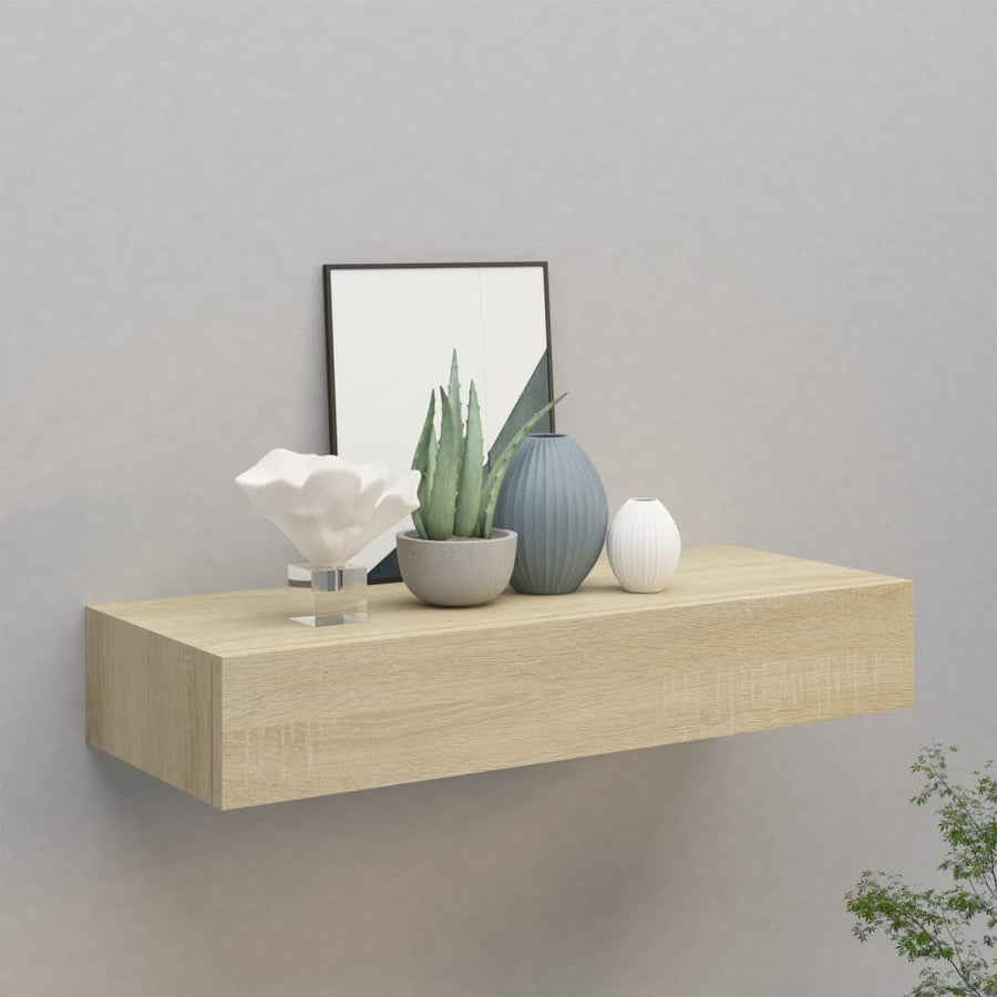 Viaxl Wandschap Met Lade 60X23,5X0 Cm Mdf Kleurig 1 60 x 23.5 x 10 cm Eiken