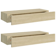 Viaxl Wandschappen Met Lade 60X3,5X10 Cm Mdf Kleurig 2 60 x 23.5 x 10 cm Eiken