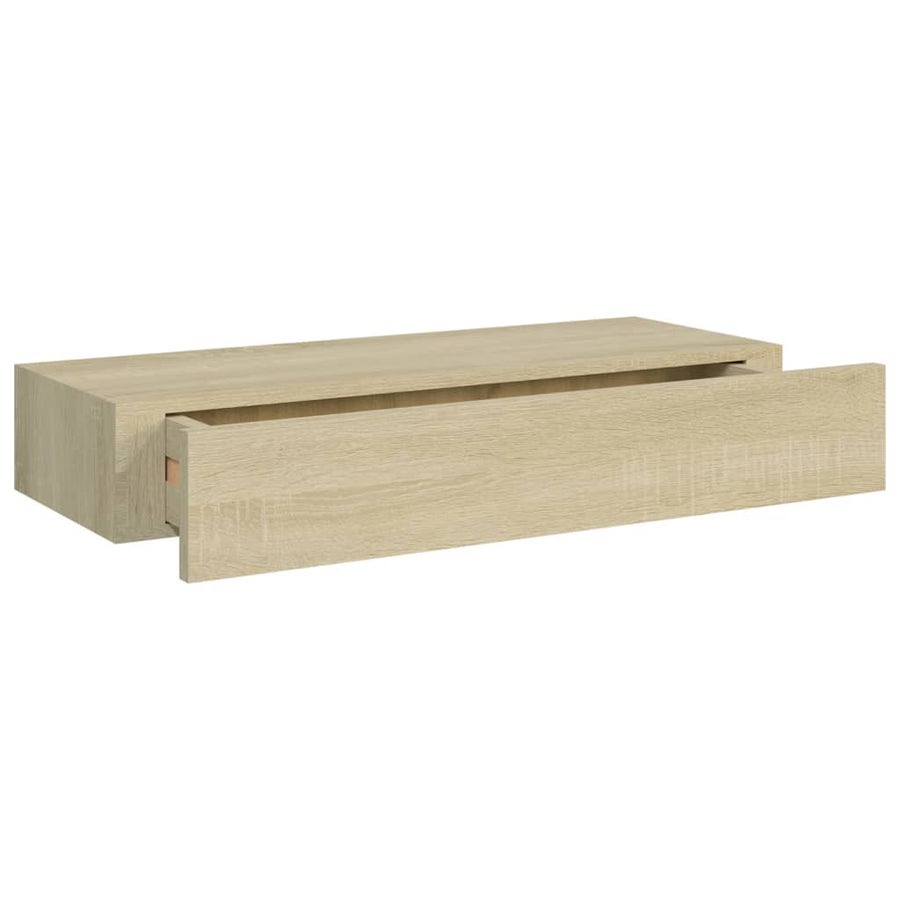 Viaxl Wandschappen Met Lade 60X3,5X10 Cm Mdf Kleurig 2 60 x 23.5 x 10 cm Eiken