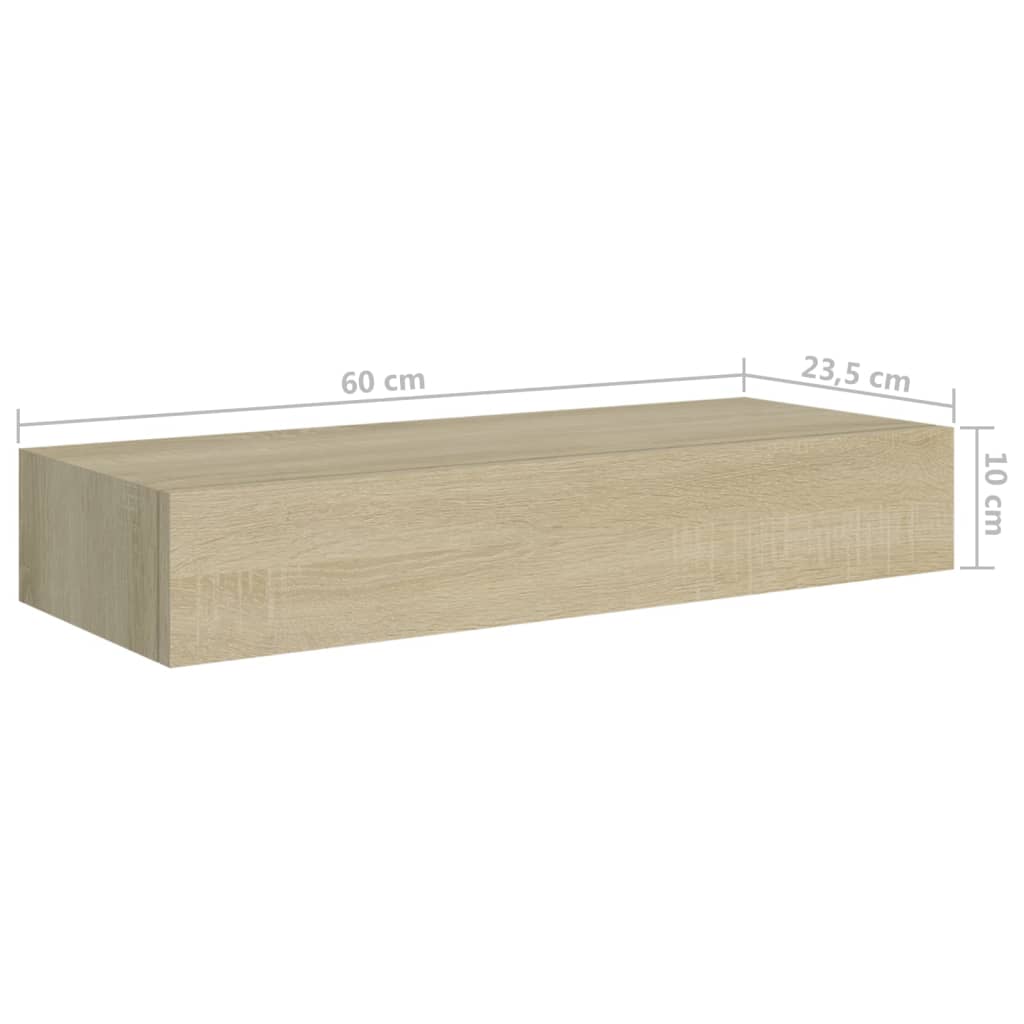 Viaxl Wandschappen Met Lade 60X3,5X10 Cm Mdf Kleurig 2 60 x 23.5 x 10 cm Eiken