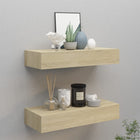 Wandschappen 2 st met lade 60x23,5x10 cm MDF eikenkleurig