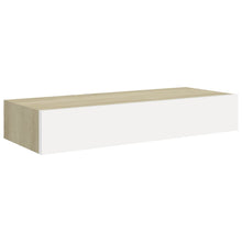 Wandschap Met Lade 60X23,5X0 Cm Mdf Kleurig En 1 60 x 23.5 x 10 cm Eiken en wit