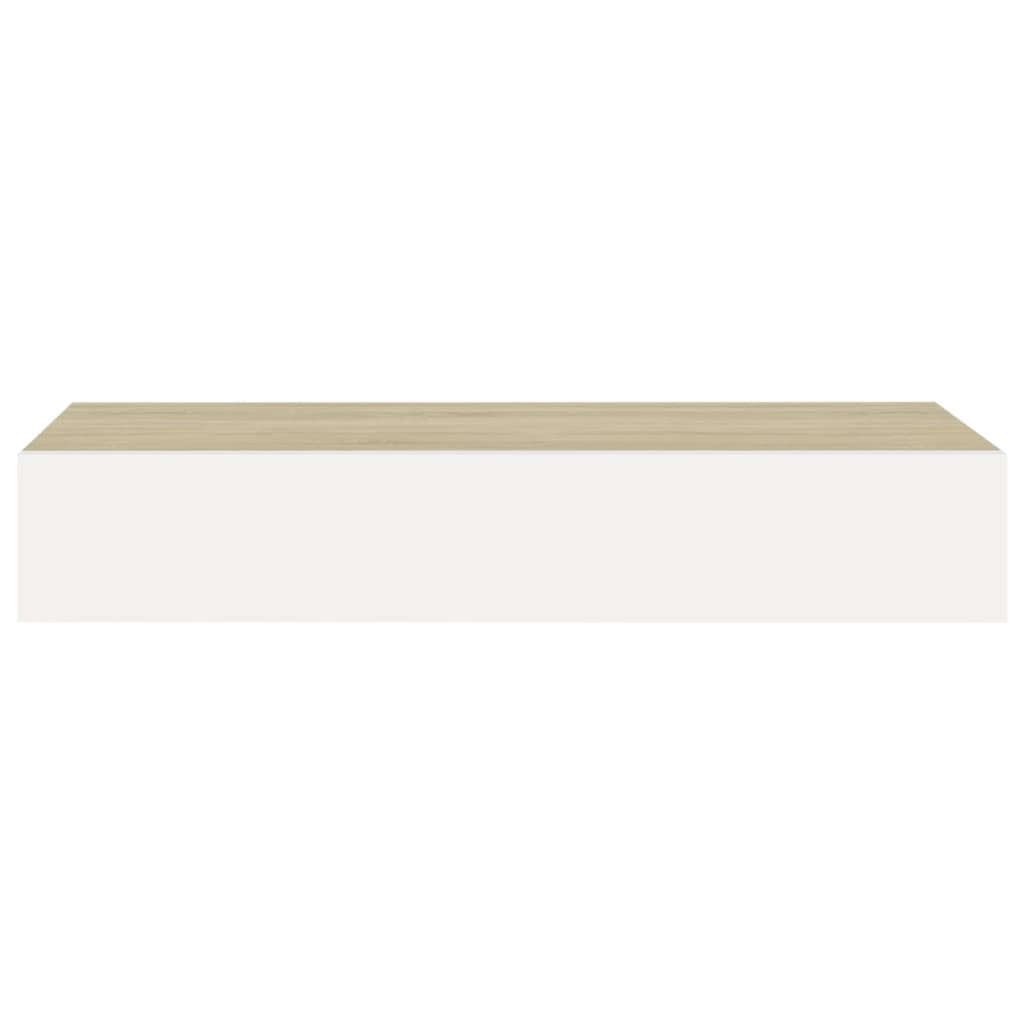 Wandschap Met Lade 60X23,5X0 Cm Mdf Kleurig En 1 60 x 23.5 x 10 cm Eiken en wit