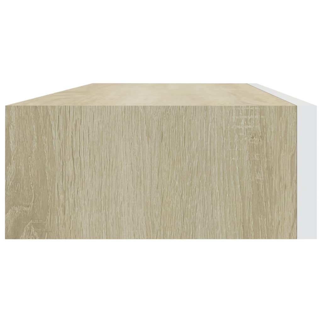 Wandschap Met Lade 60X23,5X0 Cm Mdf Kleurig En 1 60 x 23.5 x 10 cm Eiken en wit