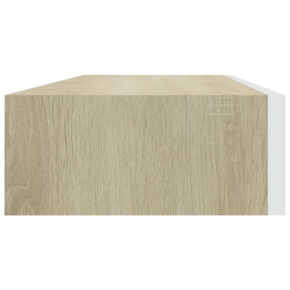 Wandschap Met Lade 60X23,5X0 Cm Mdf Kleurig En 1 60 x 23.5 x 10 cm Eiken en wit