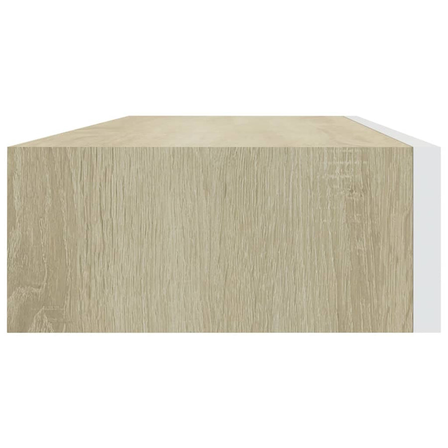 Wandschap Met Lade 60X23,5X0 Cm Mdf Kleurig En 1 60 x 23.5 x 10 cm Eiken en wit
