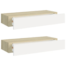Wandschappen Met Lade 60X3,5X10 Cm Mdf Kleurig 2 60 x 23.5 x 10 cm Eiken en wit