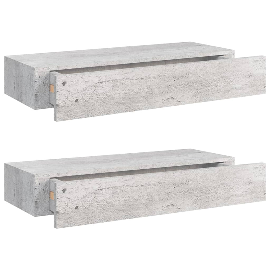 Wandschappen Met Lade 60X3,5X10 Cm Mdf 2 60 x 23.5 x 10 cm Betongrijs