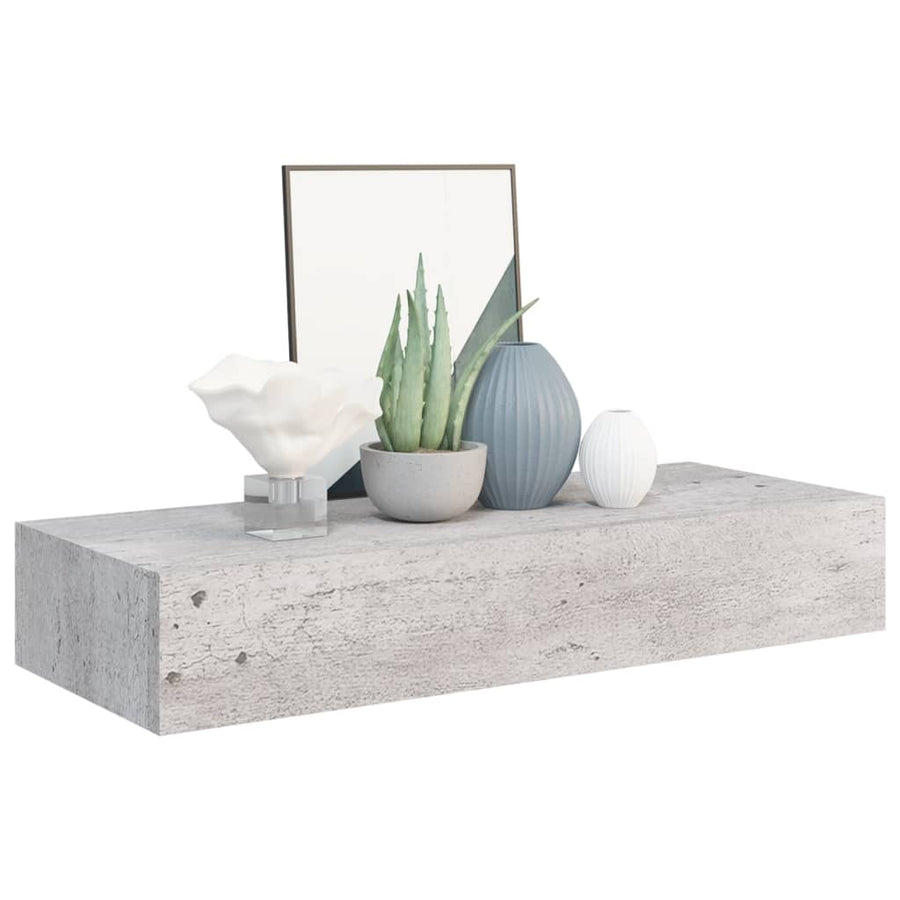Wandschappen Met Lade 60X3,5X10 Cm Mdf 2 60 x 23.5 x 10 cm Betongrijs