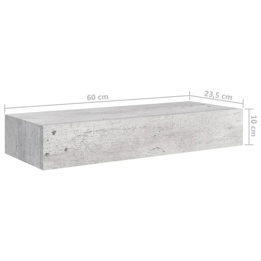 Wandschappen Met Lade 60X3,5X10 Cm Mdf 2 60 x 23.5 x 10 cm Betongrijs