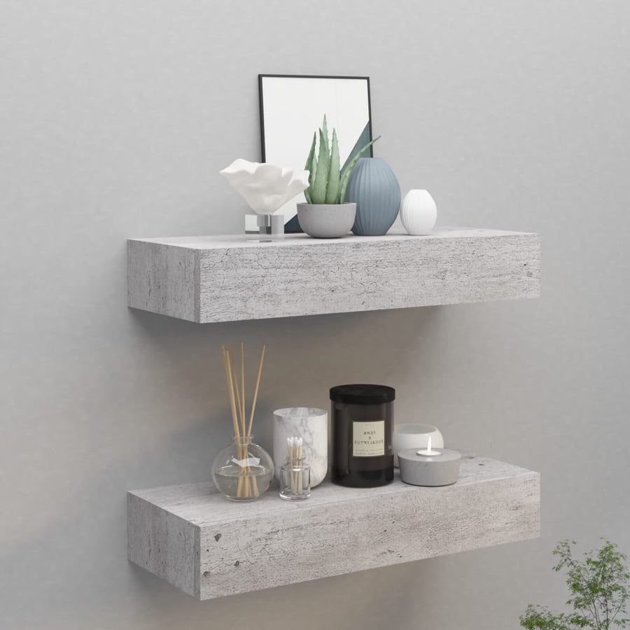 Wandschappen Met Lade 60X3,5X10 Cm Mdf 2 60 x 23.5 x 10 cm Betongrijs