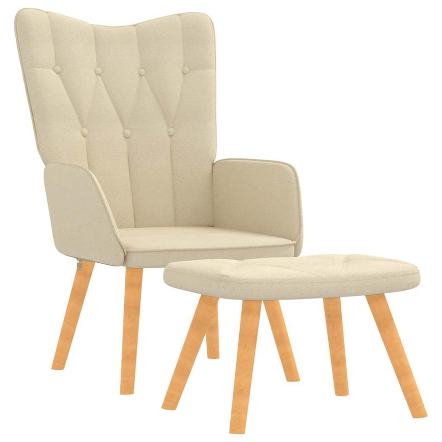 Relaxstoel Met Voetenbank Stof Kleurig 1 Crème