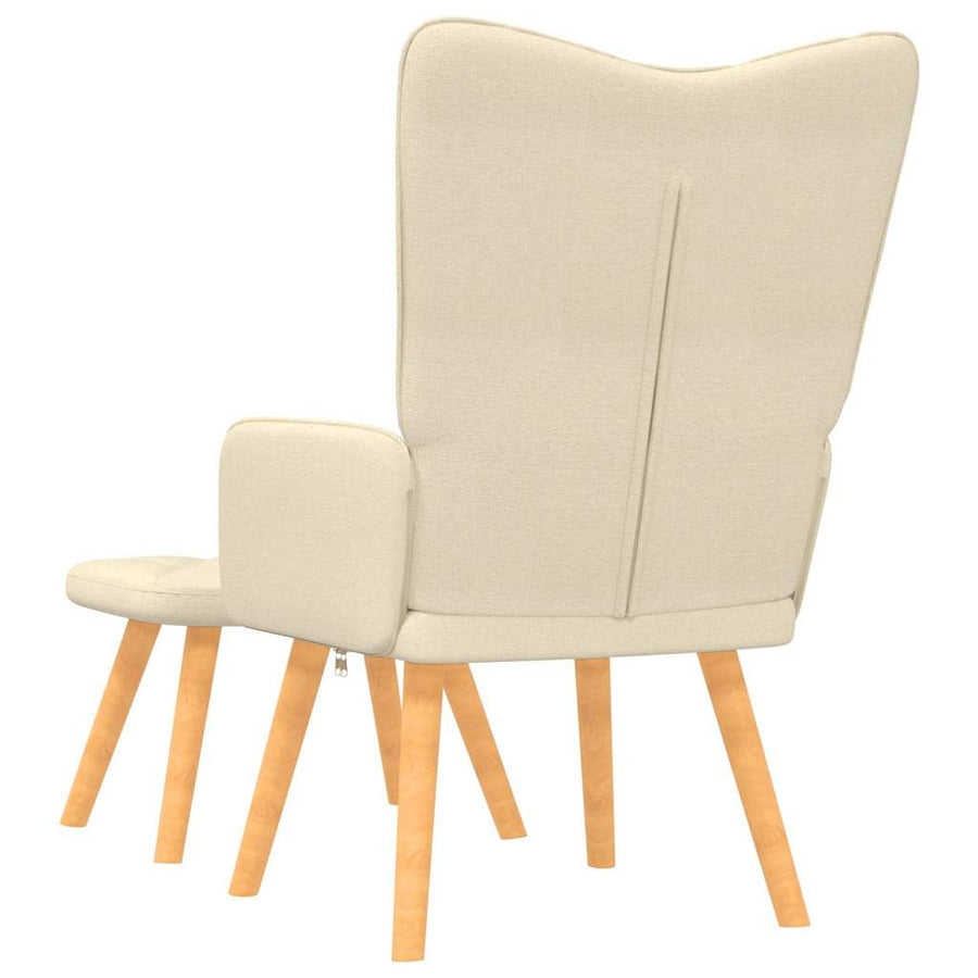 Relaxstoel Met Voetenbank Stof Kleurig 1 Crème
